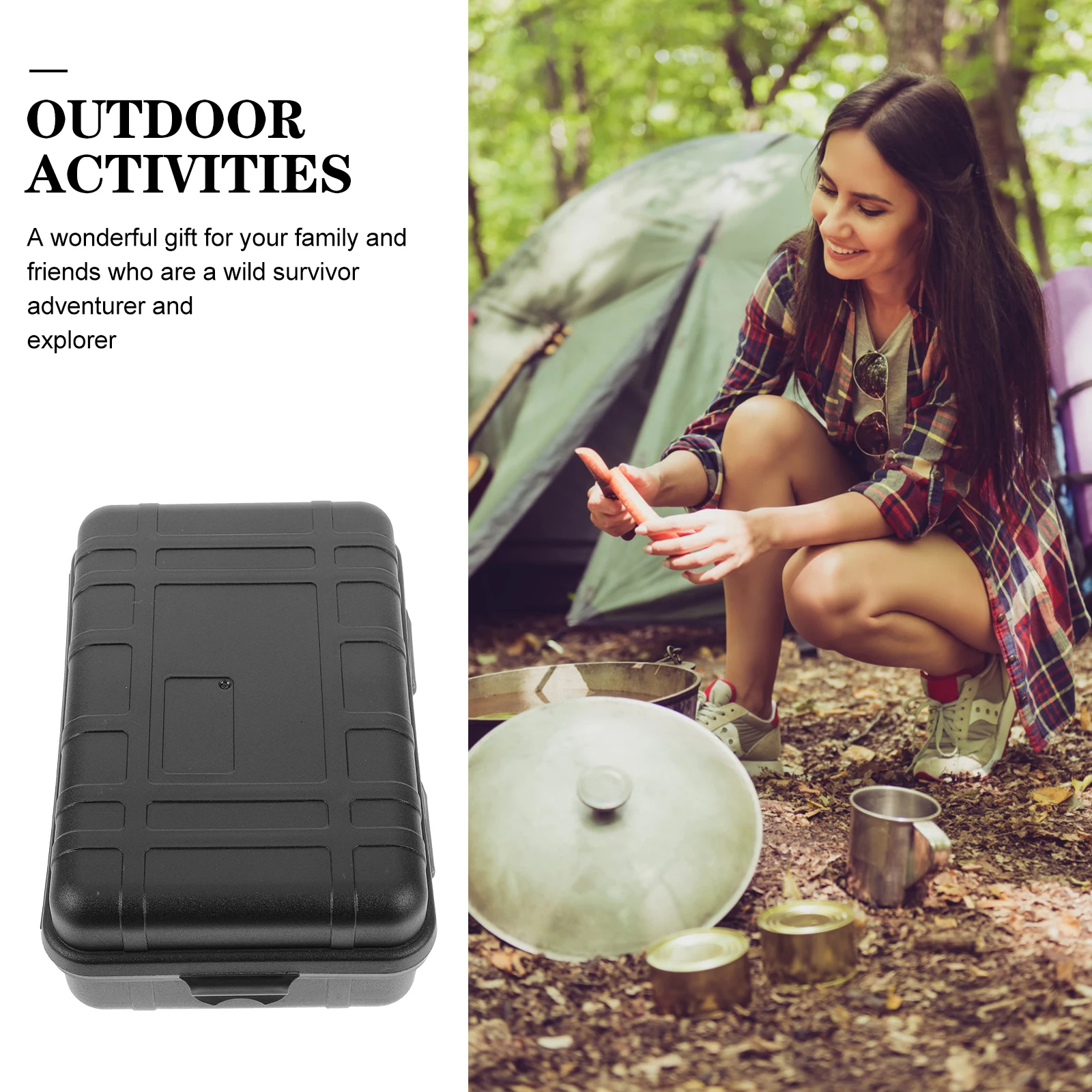 

Airtight Waterproof Outdoor Survival Box Storage Crate Camping Case Shockproof Portable Lightweight Black Plastic Tools