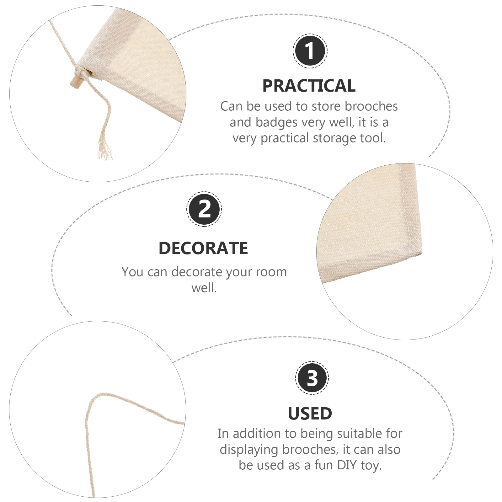 

Pin Storage Banner for Brooch Wall Display Badge Hanging Flag Canvas Decoration