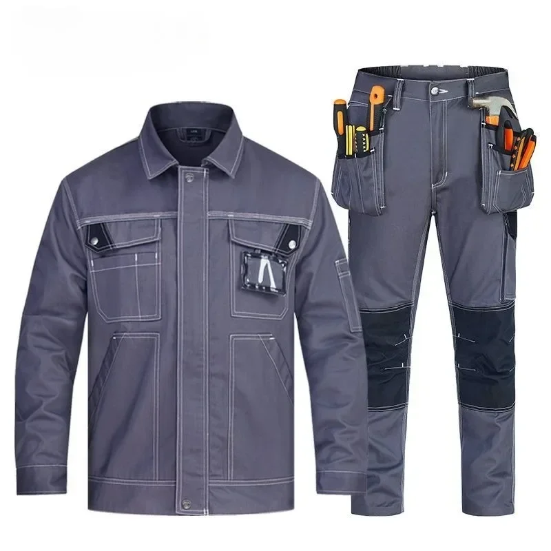 Work Clothes Set Men's Top Wear-resistant Dirt Resistant Multiple Pockets Factory Electrician Labor Protection Work Clothes