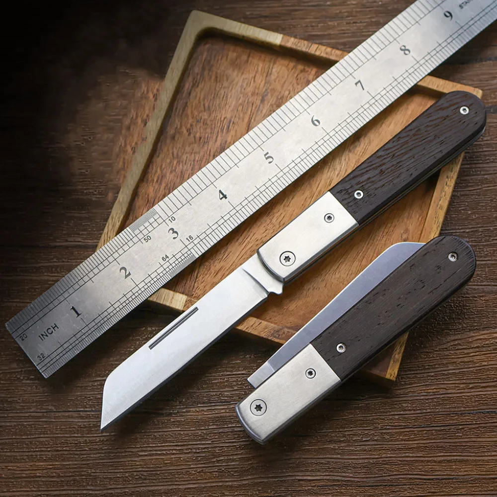 Nouveau couteau à manche en bois exquis pliant en plein air en acier inoxydable ménage Peeling haute dureté couteau à fruits Portable petit