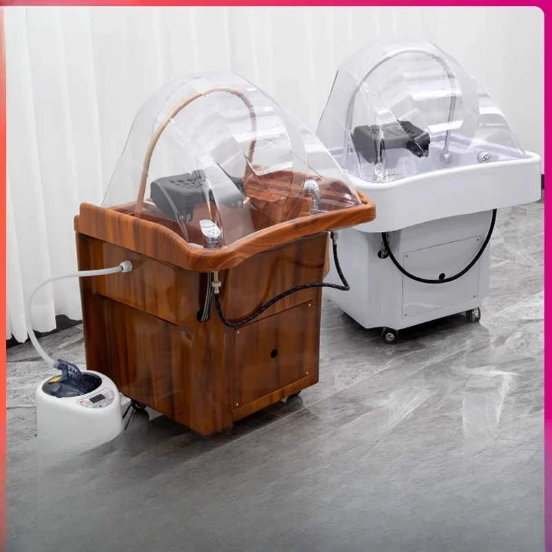 Barber shop beauty salon removable head treatment basin ear washing bed, hair salon water circulation fumigation hair washing