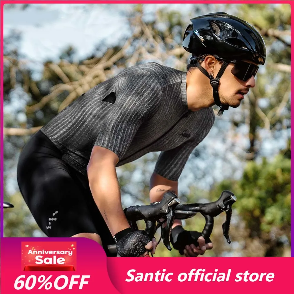 

Santic New Cycling Suits Men's Short Sleeved with Double Arrow Cushion for Cycling Competition Suits TM24C03025G
