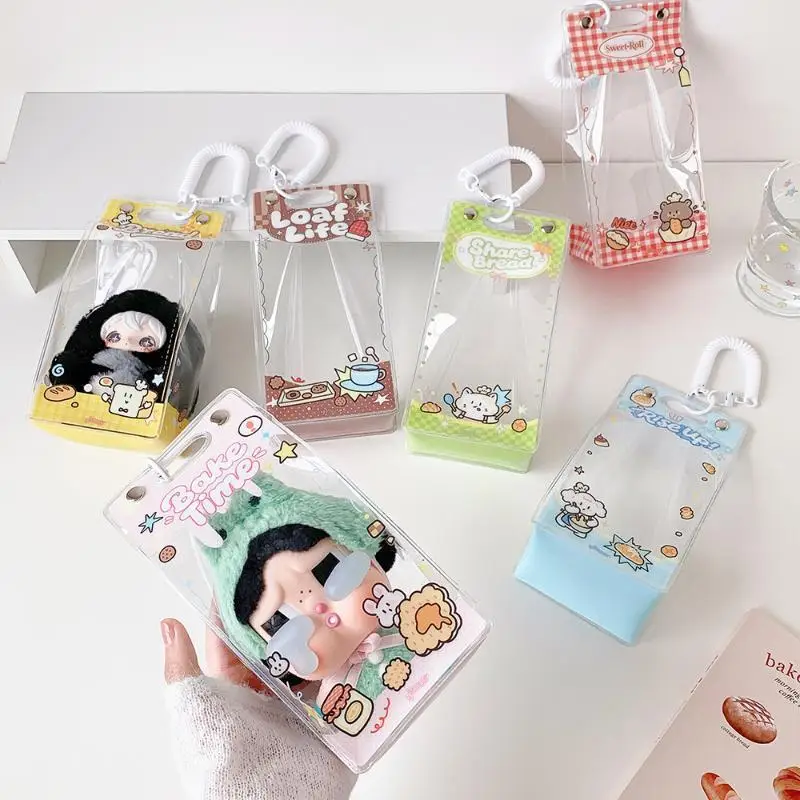 Kawaii Clear PVC Plush Doll Storage Bag Cute Cartoon Pattern Dustproof Display Carry Bag for Daily Outdoor Travel