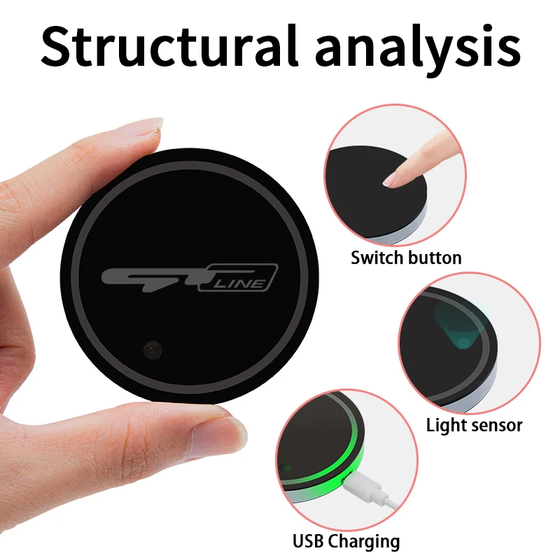 Uchwyt na napoje do mata na kubki wody dla samochodu Kia Gt Gtline Ceed Forte Rio Stinger K3 K4 K5 emblemat wnętrze auta dekoracyjne światła