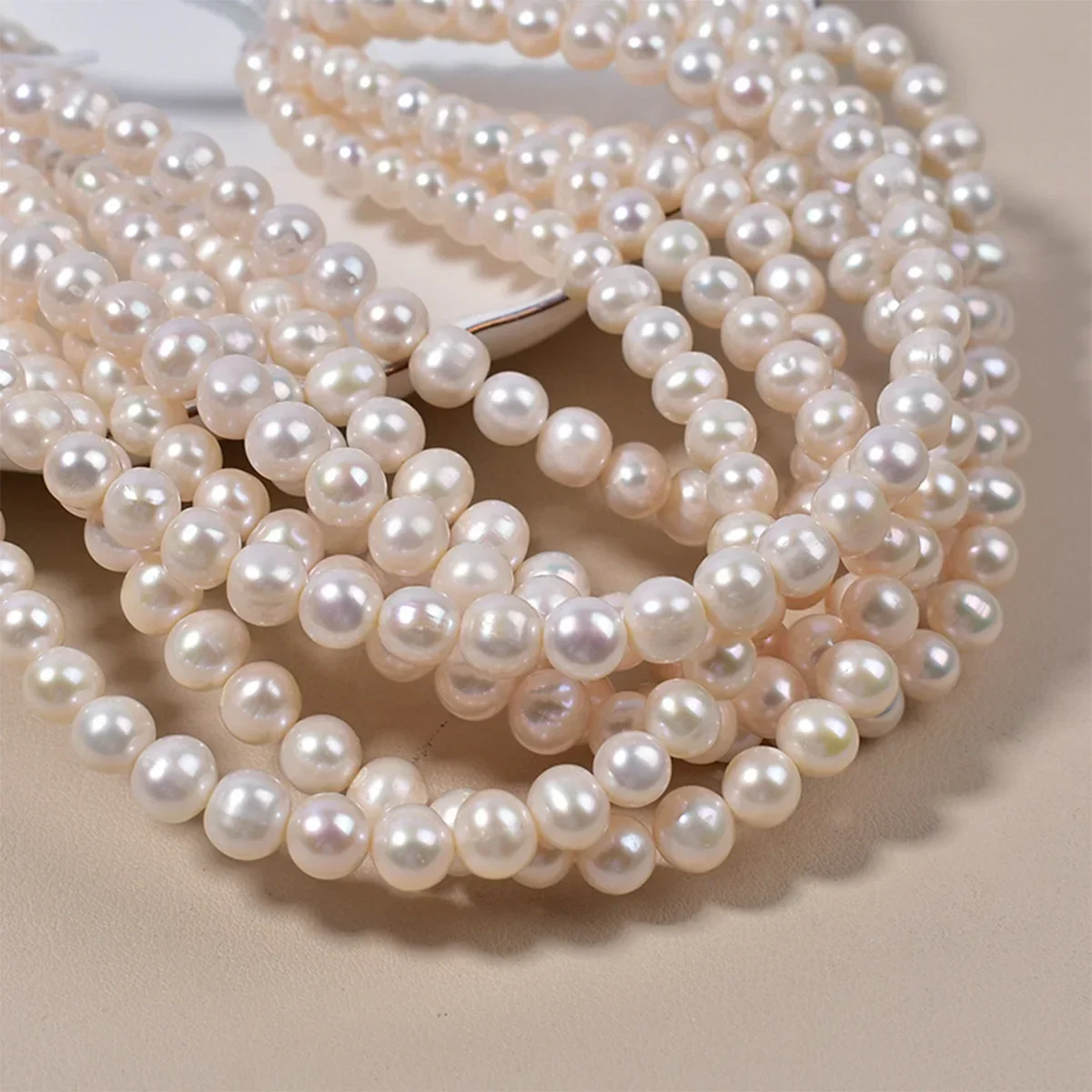 Natural Freshwater Pearls 9-10mm High Quality Real Non-Nuclear Jewelry Egg Shape with Strong Luster 40cm String