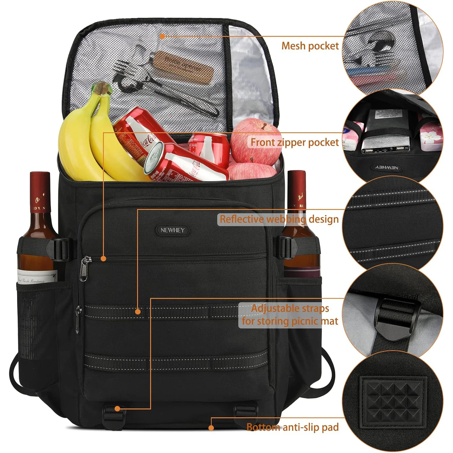 Travel Cooler Backpack Waterproof Insulated Ice Chest Backpack Thermal Leakproof Cooler Lunch Backpack for Picnics Camping Hikin