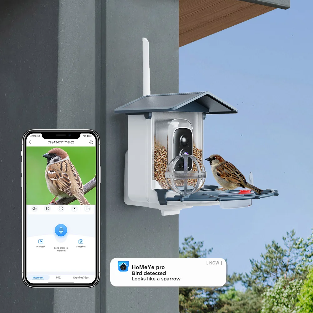 Smart WiFi Bird Feeder 3MP Ultra HD Camera Bird Identification Night Vision Two-Way Audio Motion Detection Bird Watching Device