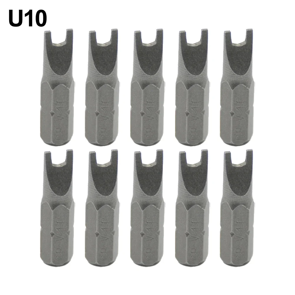 10pcs U-Shaped Batch Head Magnetic Screwdriver Bit Set 1/4In Hex Shank 25mm Screw Driver Bits Special-shaped Screwdriver ﻿