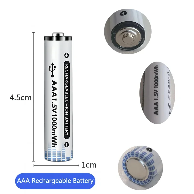 4/8/12PC Li-Ion AAA Rechargeable Battery 1.5V 1000mWh AAA Lithium batteries pack with Li-Ion Charger for Lithium AA/AAA Battery