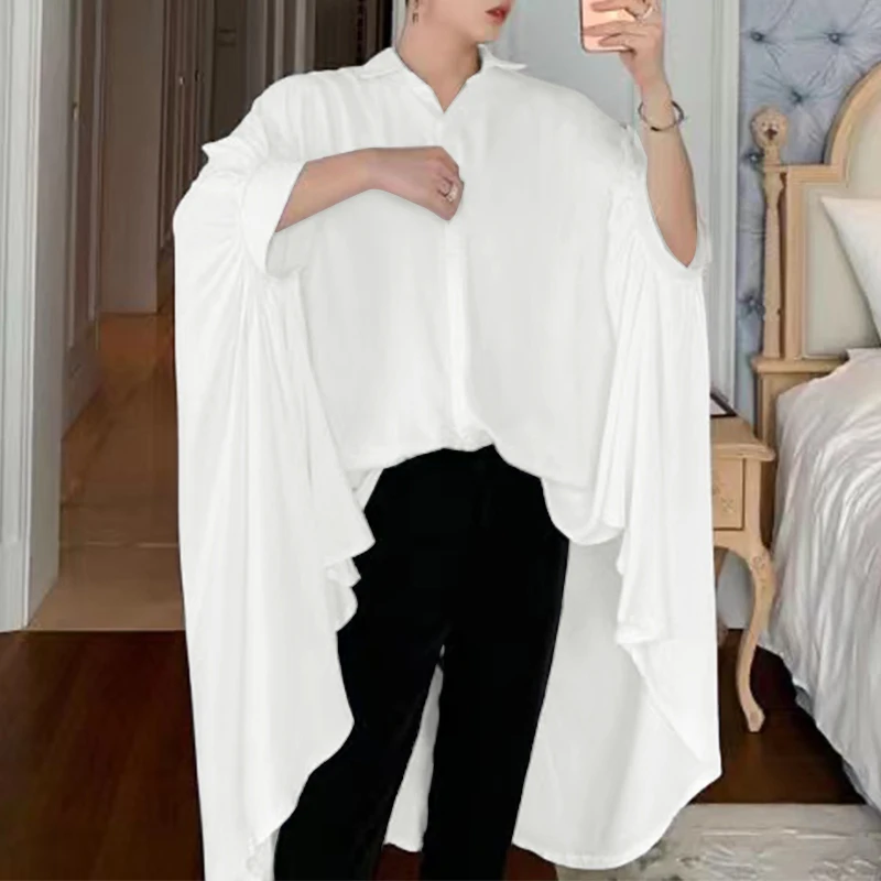 INCERUN الرجال غير النظامية قميص التلبيب كم طويل المعتاد ملابس الرجال غير رسمية الشارع الشهير موضة نمط طويل بلايز الذكور القمصان S-3XL