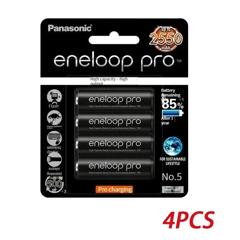 100% Panasonic Eneloop Originele Batterij Pro AA 2550mAh 1.2V NI-MH Camera Zaklamp Speelgoed Vooraf Opgeladen Oplaadbare Batterijen