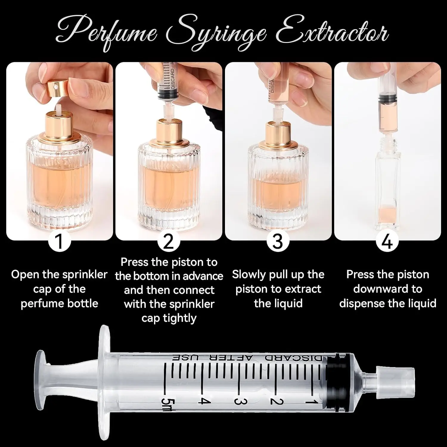 20/50/80 Stück 5ml Spritze aus Kunststoff, Parfüm-Dispenser-Werkzeug, Nachfüllungen für Kosmetika zur quantitativen Verteilung in nachfüllbaren Flaschen – Detail 2