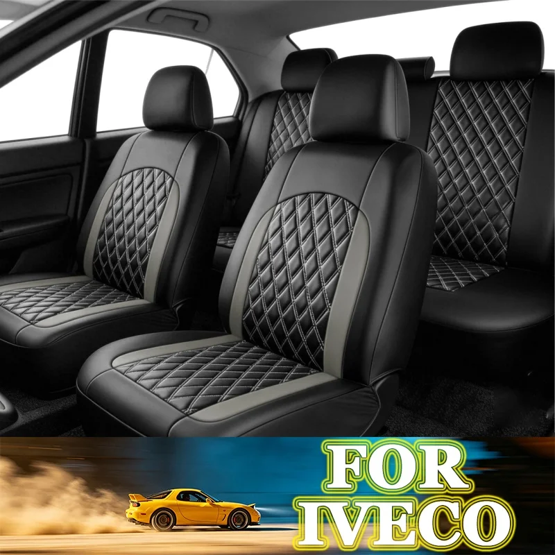 5-seat universal car seat cover For Iveco 9pcs，Protective seat, PU leather, easy installation, reserved airbag position