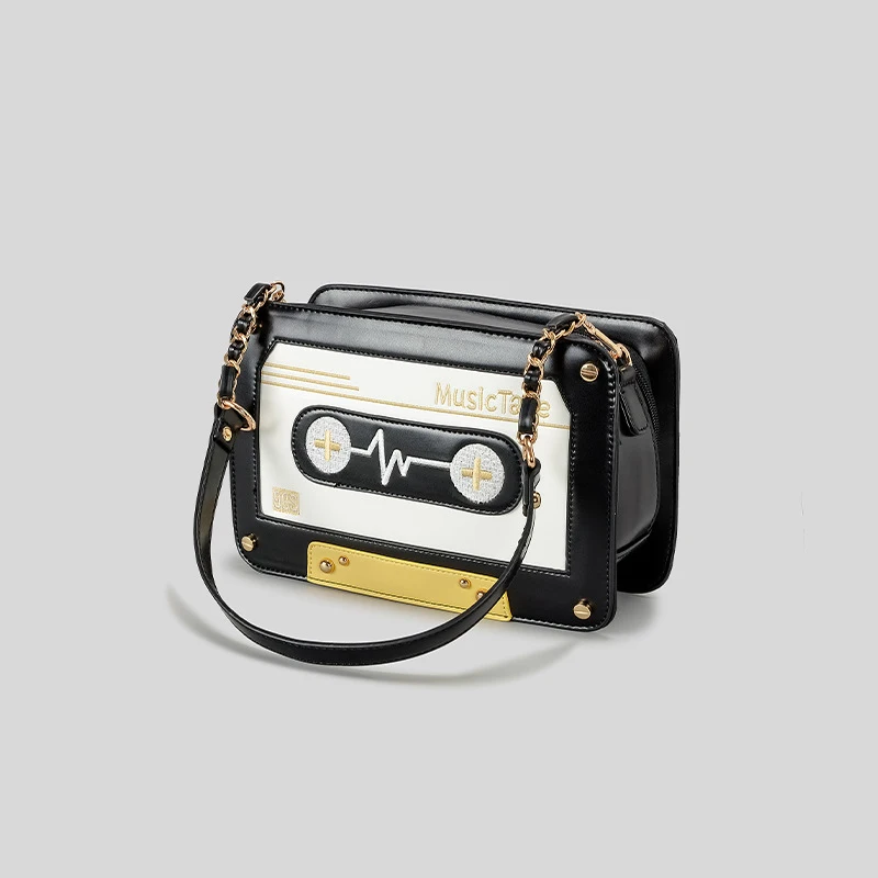 

Creative Vintage Tape Design Women Shoulder Bags Small Square Bag Funny Cute Crossbody Bag Novelty Luxury Pu Leather Phone Purse