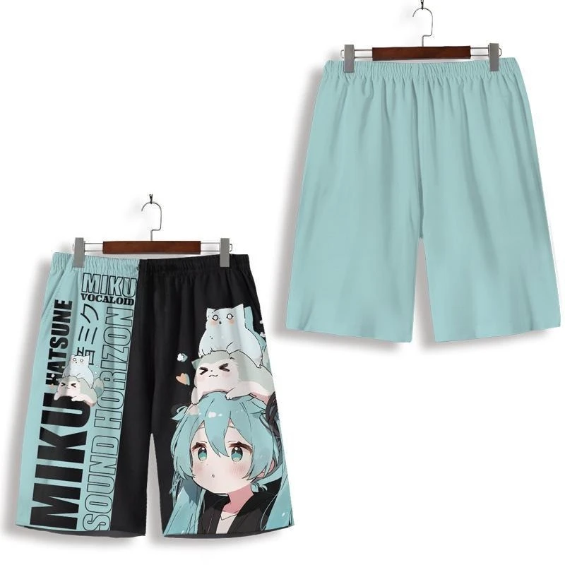 Japanese Fashion Brand Shorts for Men and Children Cartoon Animation Surrounding 3D Anime Beach Pants Design Feel Versatile