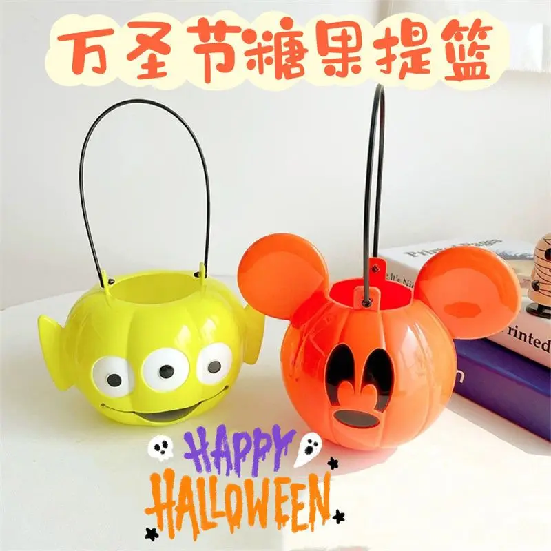 Disney Mickey Three-Eyed Boy Cartoon Halloween Cute Funny Kids Hand Basket Candy Bucket Toy Story Gift Christmas Decoration