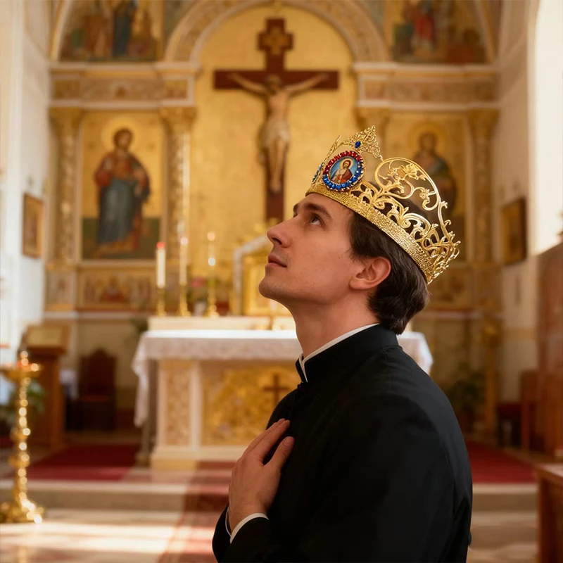 Neue orthodoxe Kirchenkrone, Jesus- und Maria-Ikone, Heilige Familie Krone, religiöses Ritual, orthodoxe Kirche, heilige Hochzeit, Ehepaar-Kronen-Set – Detail 3
