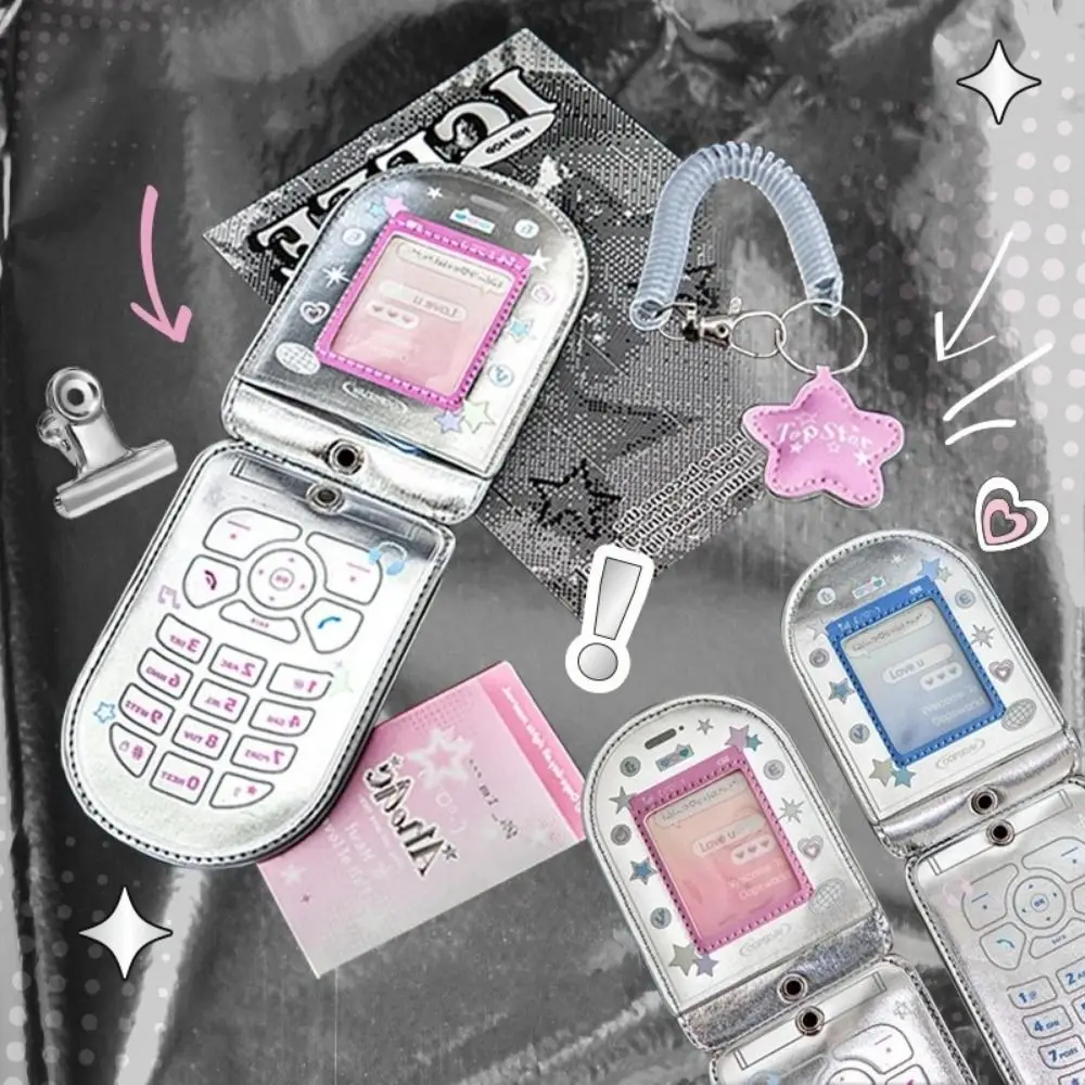 PU Leather Idol Photocard Holder Mini Phone Decoration Idol Card Display Protector Personality Y2K Access Card Protective Case