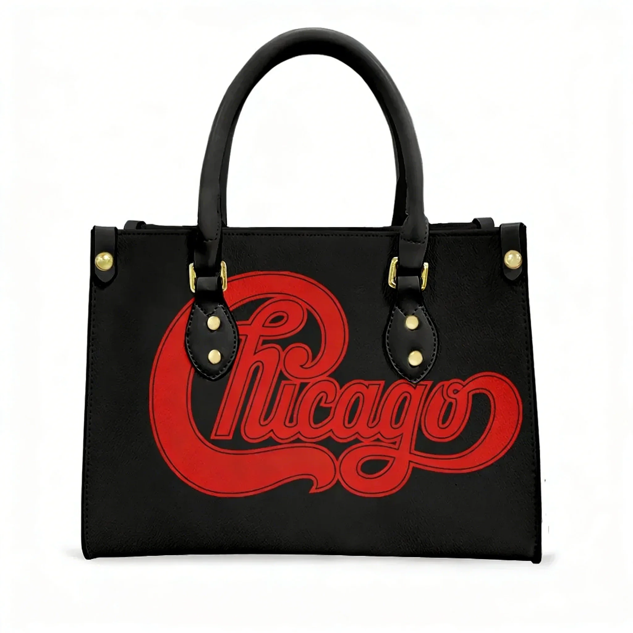 

Chicago Band Tote Bag Purse Vintage Rock Womens Mens Personalized Text Image PU Leather Handbag Business Shopping Gift Bags