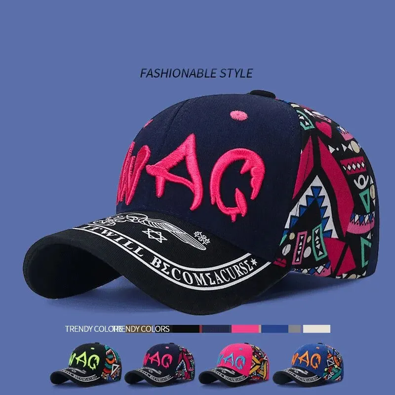 New Spring Summer Printed Cap Ladies Spring Korean Baseball Cap Casual Fashion Letter Embroidery Outdoor Sunscreen Sun Hat