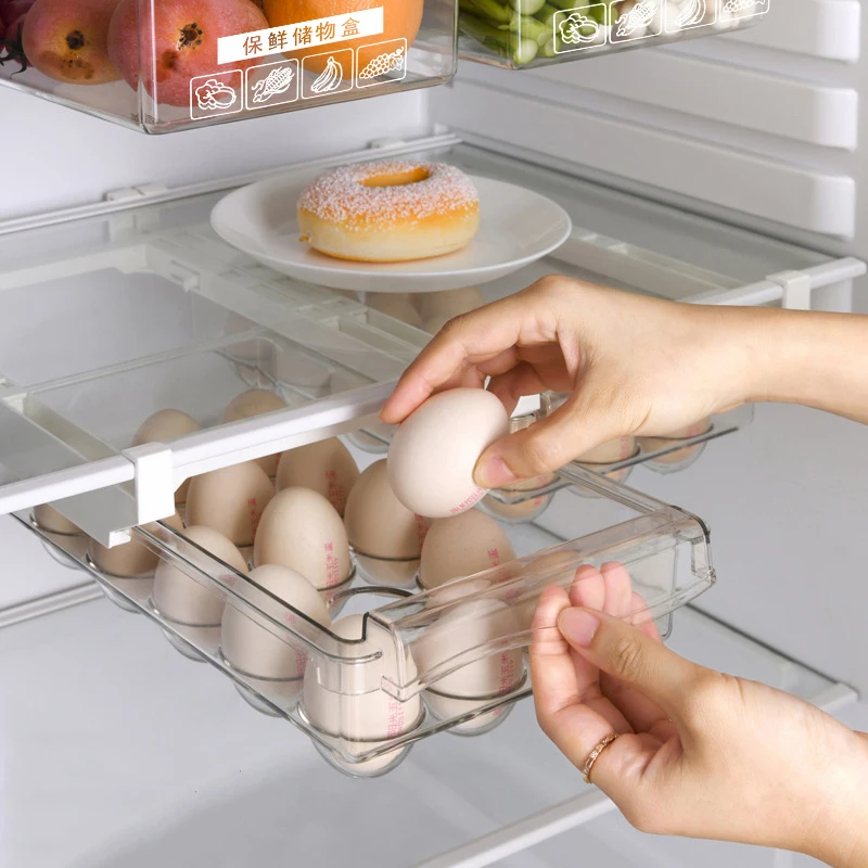 Fridge Organizer Fruit Egg Refrigerator Storage Rack Under-shelf Refrigerator Drawer Box Fresh-keeping Kitchen Organizer