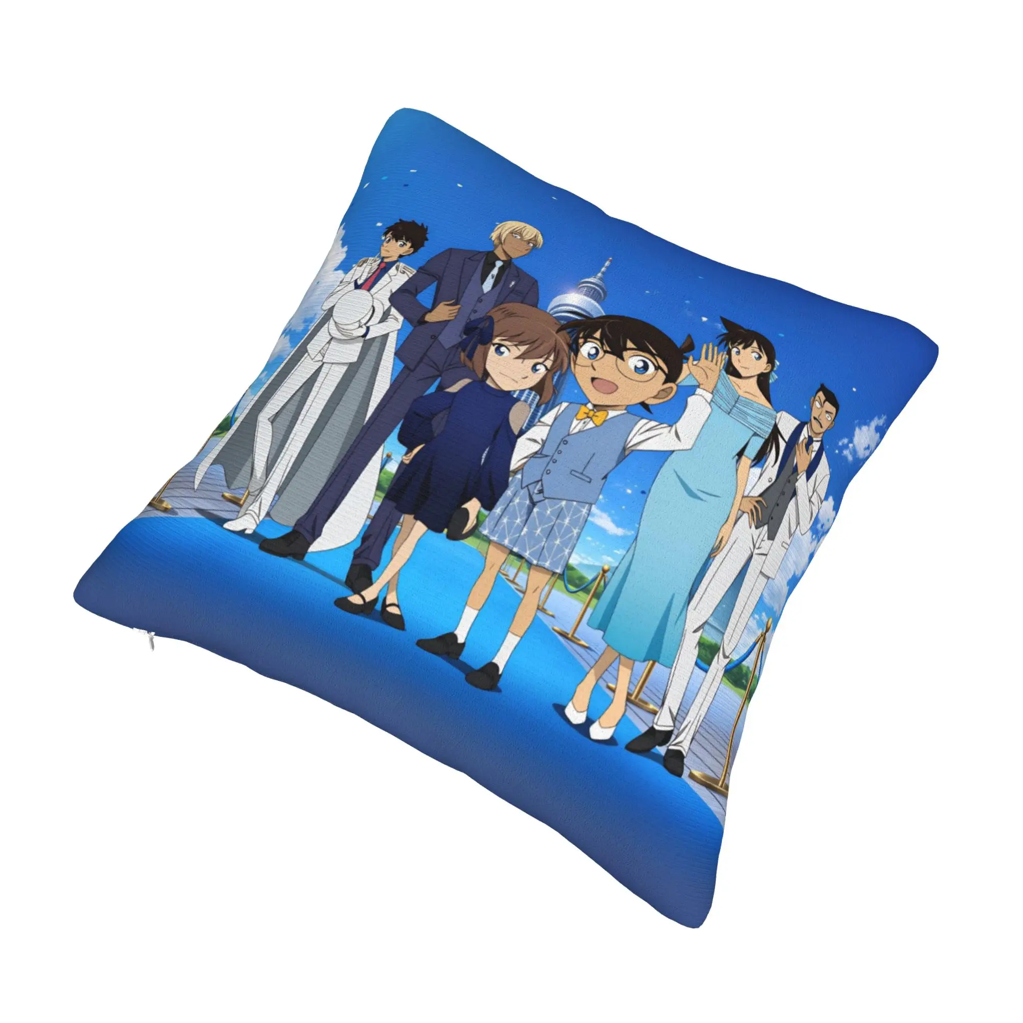 Nordic Style Toru Amuro Detective Conan Edogawa Cushion Cover 40x40cm Soft Kaito Kid Ai Haibara Ran Mouri  Pillow Case