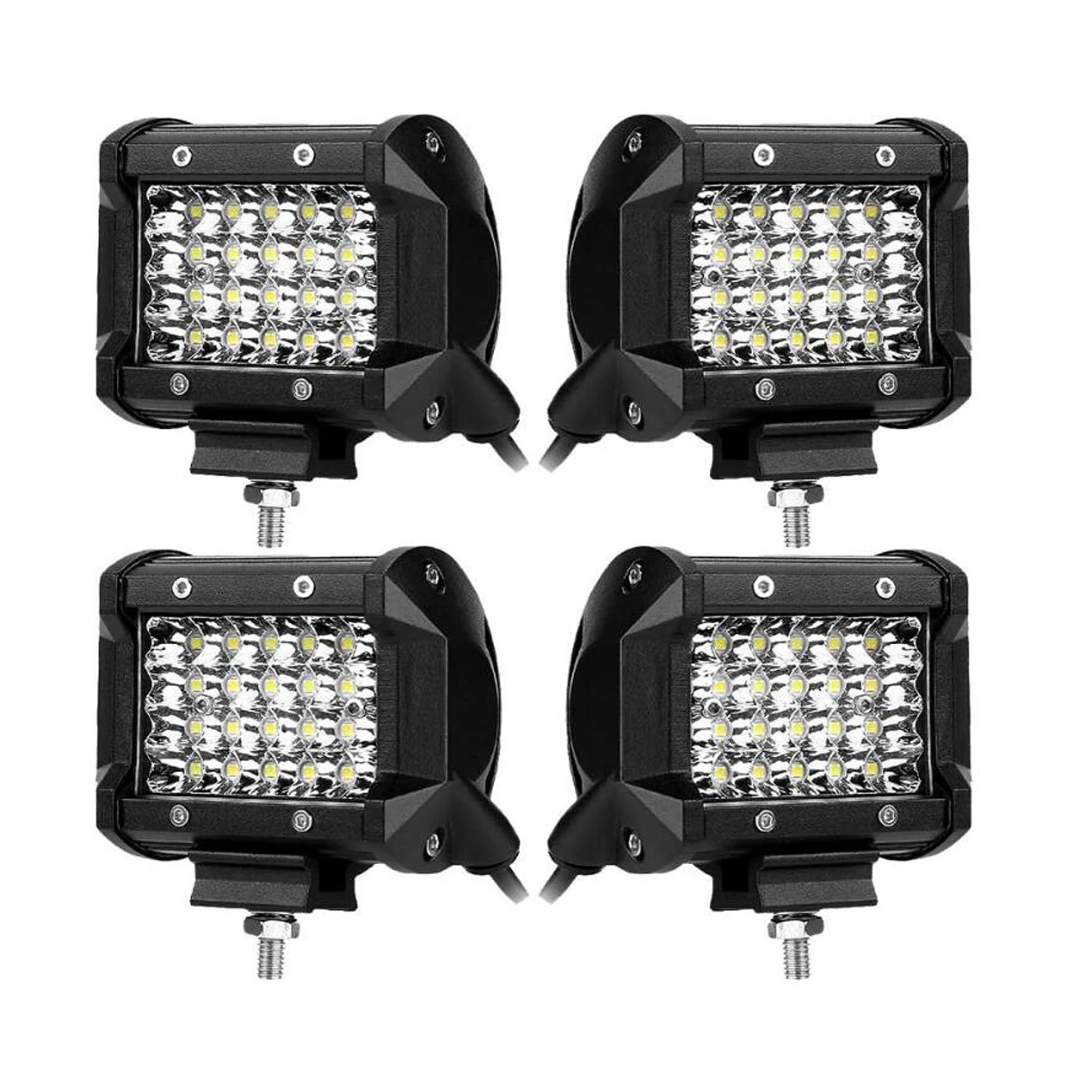 

4inch 72W LED Pods Light Bar Work Light Driving Fog Off Road Light Quad Row Flood Beam Waterproof LED Cube Lights for Truck SUV