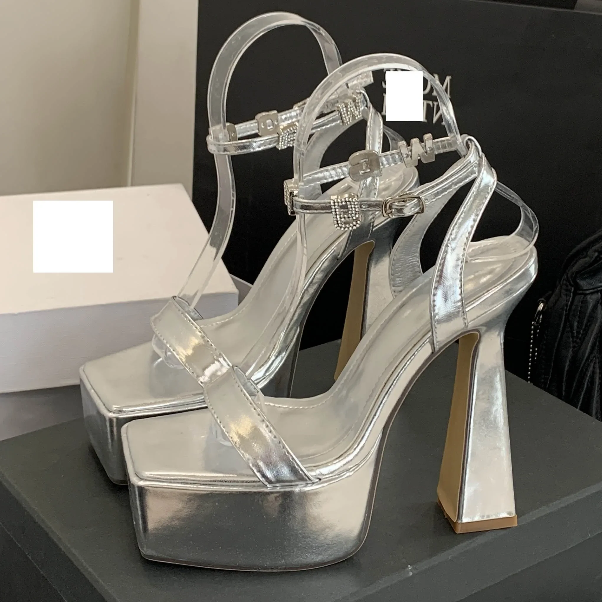 Aneikeh Sommer Design Stil Plattform Platz High Heels Schnalle Frauen Sandalen Kristall Stripper Party Schuh Alias De Mujer