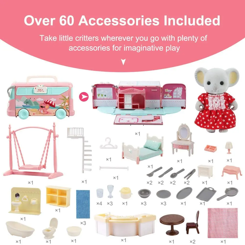 So tun, als spielen Puppenhaus Mädchen Spielzeug Koala Tagebuch Tour Bus Puppenhaus DIY Prinzessin Haus Caravan Küche Kinderspiel zeug Geburtstags geschenk