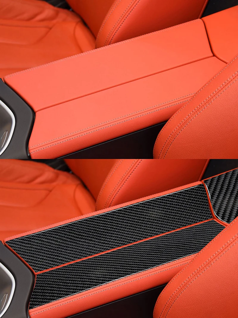 For BMW Z4 G29 2019 2020 2121 2022 Carbon Fiber Interior Car Armrest Box Panel Trim Sticker Strip Cover Auto Accessoriess