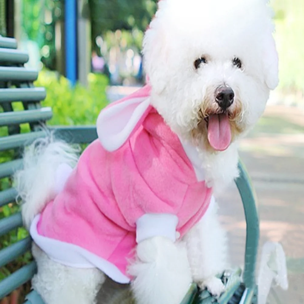 Pet Costume Rabbit Outfit with Hood & Bunny Ears for Small Dogs and Cats Pink - Size XS Pet Rabbit Outfit