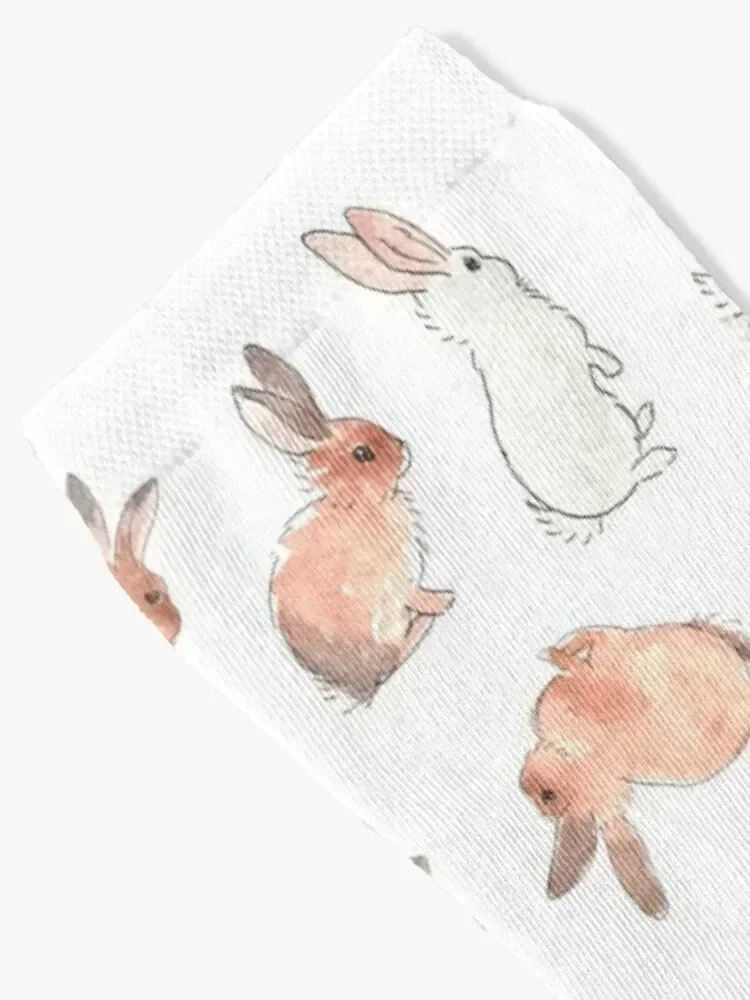 Bunny Rabbit Watercolor Stickers Socks christmas gift floral winter Women Socks Men's