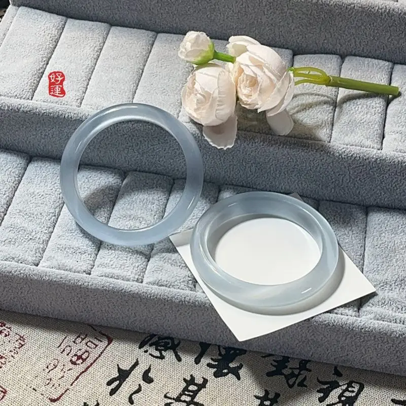 

[Подарок на фестиваль мыши] Прозрачный светло-ледяной синий браслет премиум-класса с опалом и нефритом для девочек, подарок