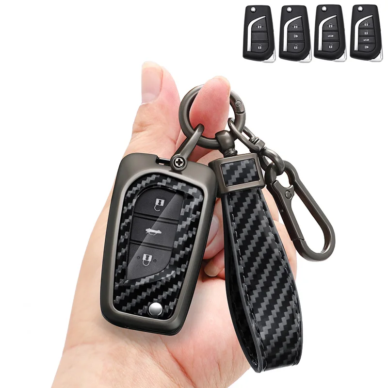 

Zinc Alloy + PU Leather Car Key Case For Toyota Auris Corolla Avensis Verso Yaris Aygo Scion TC IM Camry RAV4 Forturner Hilux