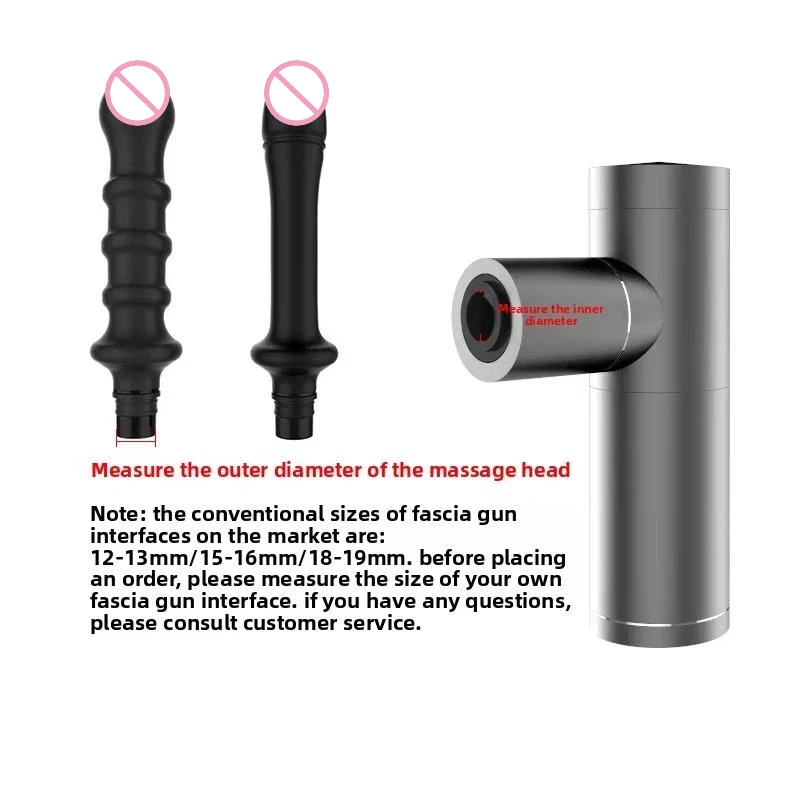 【A】1 Pc Threaded Silicone Fascia  Massage Head With 3 Sizes Of Connectors, 12-13mm/15-16mm/18-19mm, Fascia  Massage dildo view 5