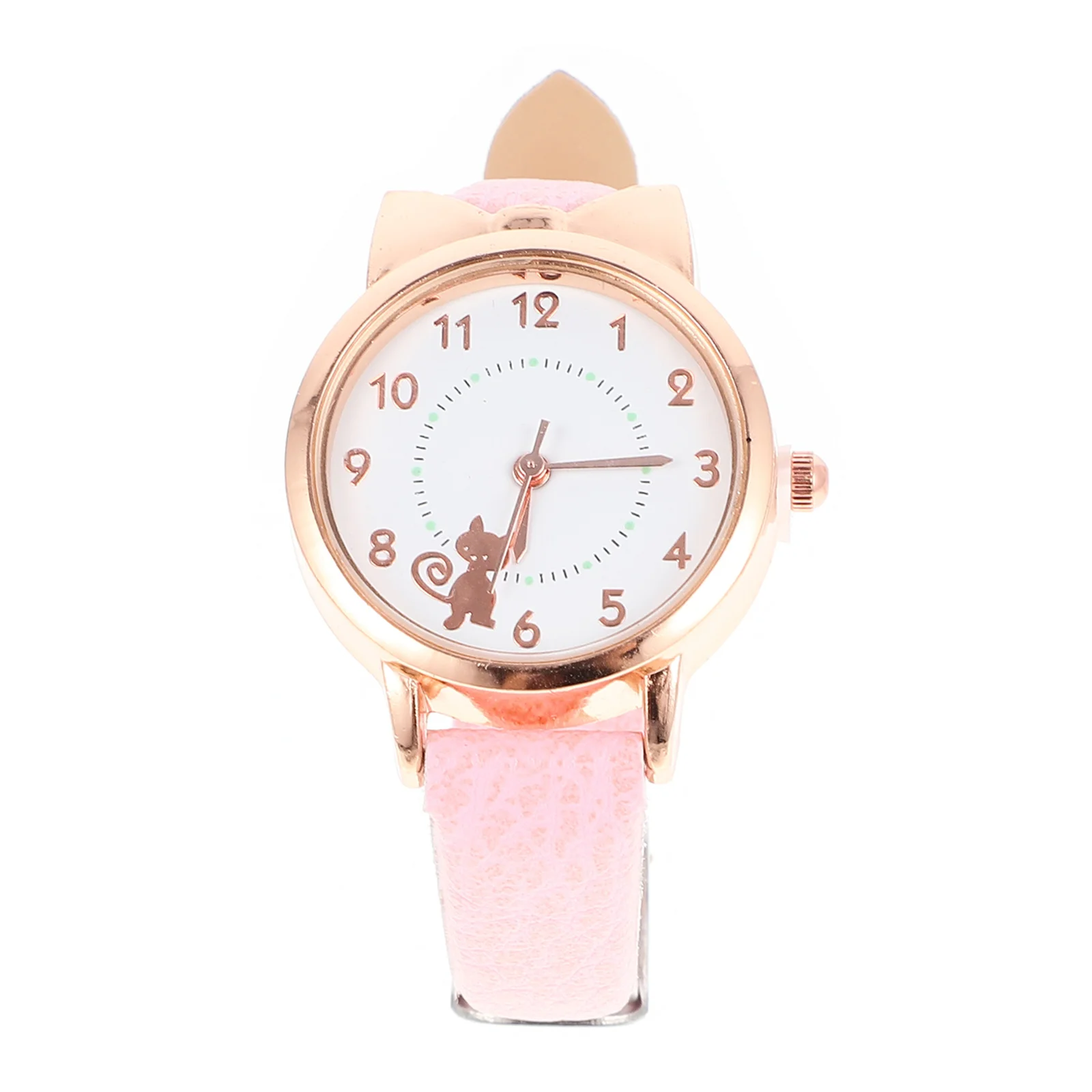 

Watch Quartz Watches Metal Case Pink Strap Cartoon Cat Design For EcoFriendly Durable Precise