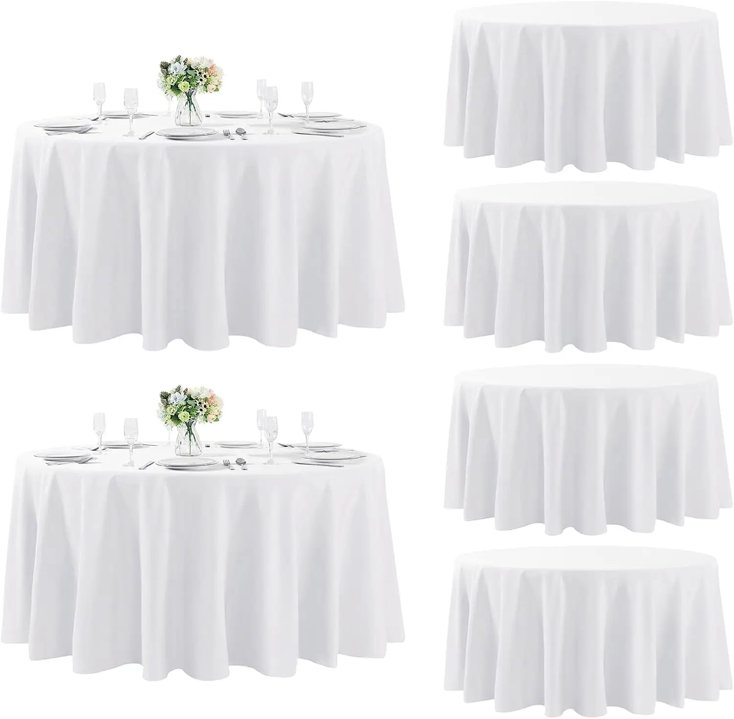 

6 Pack Round Tablecloth 108 Inch Stain Resistant Wrinkle Polyester Table Cloth for Kitchen Dining Wedding Party