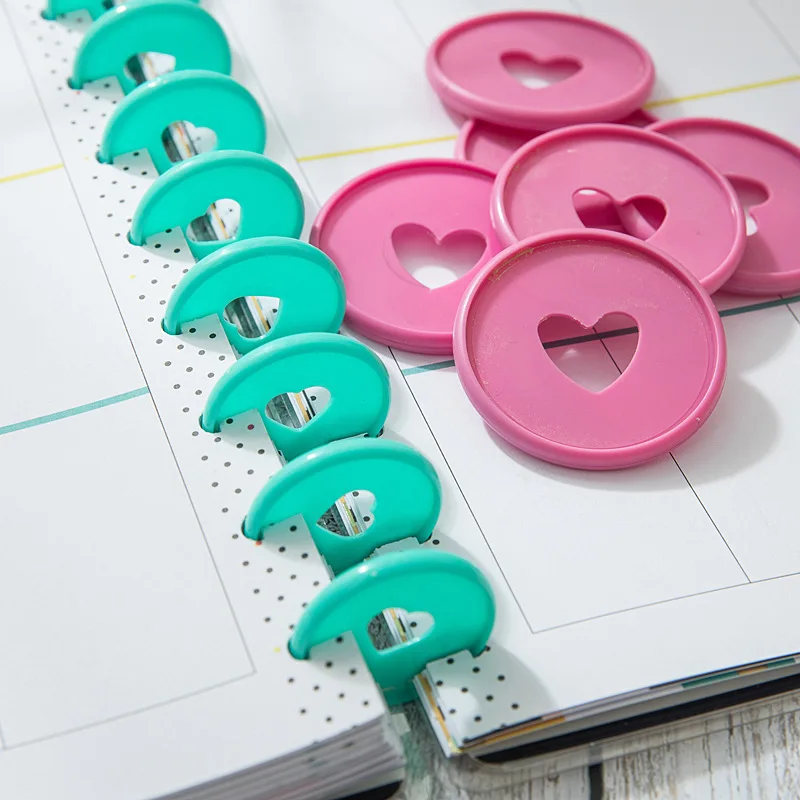 Mushroom Hole Notebook Colorful Binding 100PCS 35MM Plastic Disc Heart DIY Office Binder Rings Loose Leaf Round Buckle Hoop