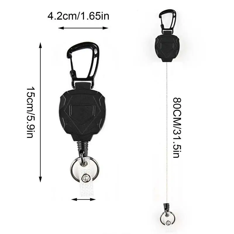 Retractable Keychain Heavy Duty Black Key Chain Extender Accessory For Nursery Offices Worker Teacher Outdoor Activities Lovers