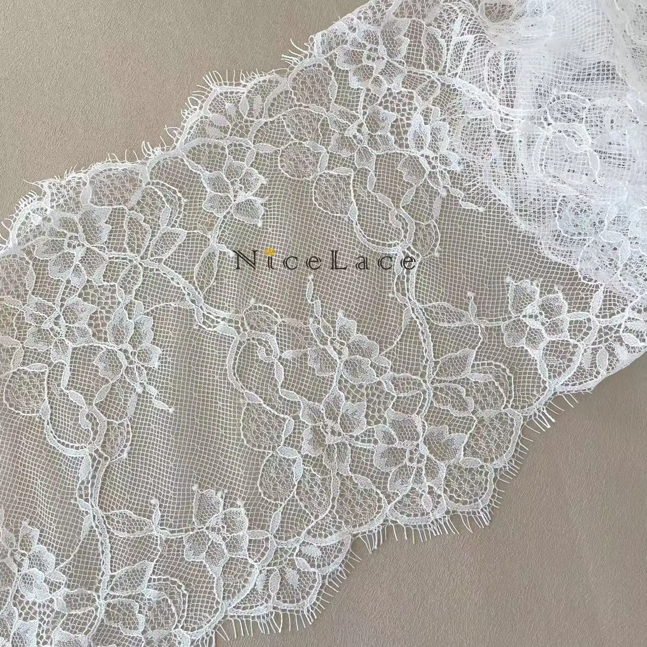 

6yard/Lot Eyelashes Double Side French Lace Trims Flowers Lace Fabric Clothes Accessories 23cm Width For Bride Wedding Dresses