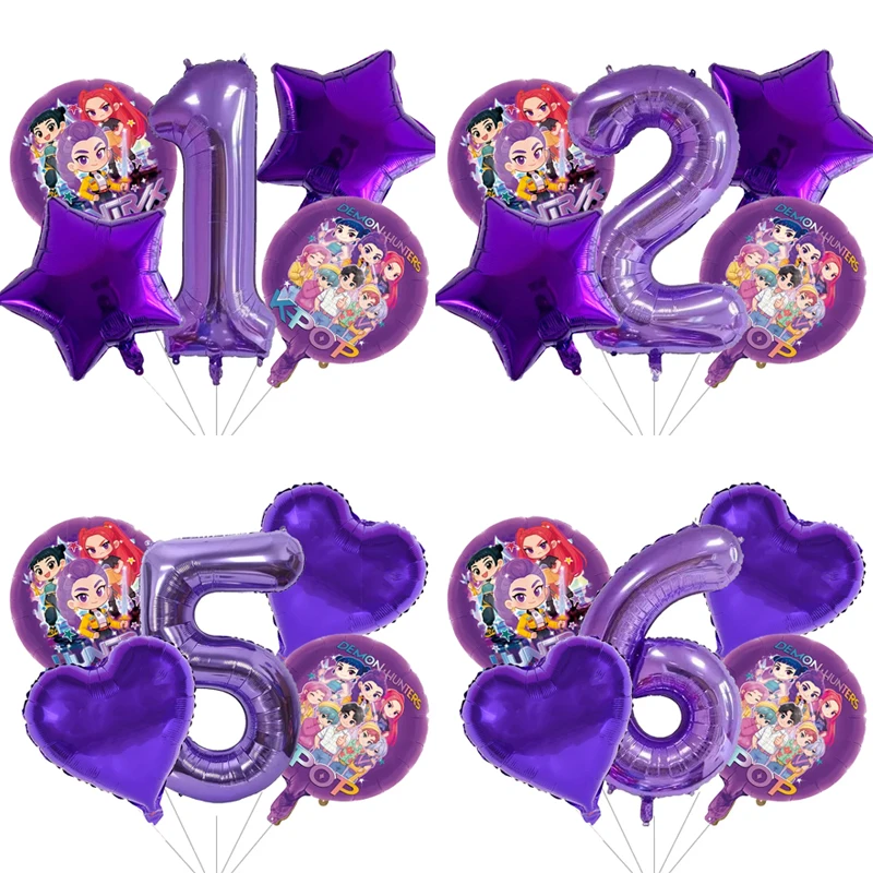 

Kpop Demon Hunters Children's Birthday Party Decoration Ball Number Digit 1-10 Balloon Set Baby Shower Party Supplies Gift Toy