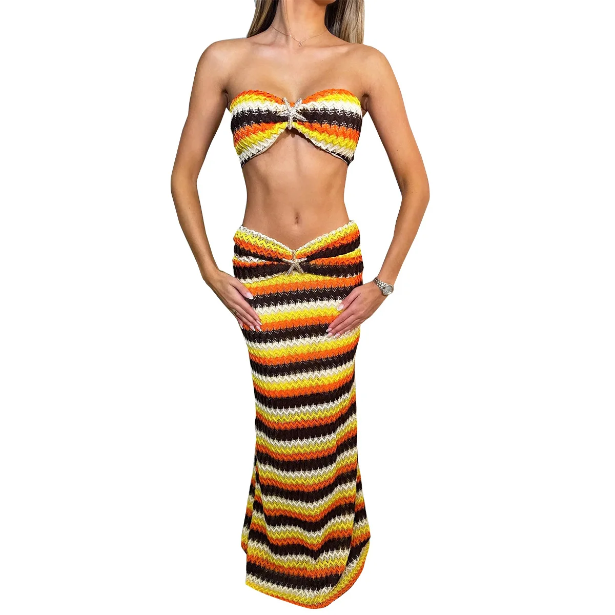 

2025 новый сексуальный тонкий женский костюм из металлической декоративной пряжи с пупком cw70125