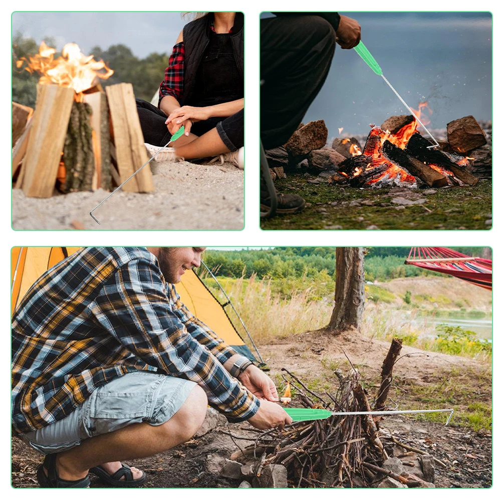 

Fire Poker Metal Reusable Fireplace Tool for Indoor Outdoor Campfire Cooking Equipment Long Handle Non Slip