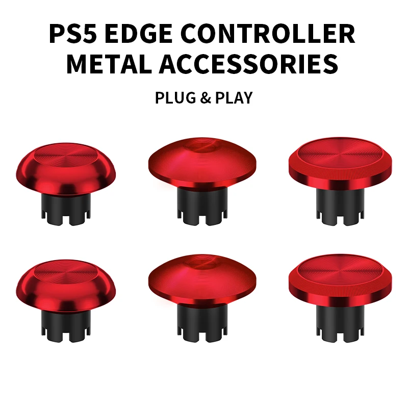 Metal Thumb Joystick Cap 6-in-1 Accessory Limited Edition for PS5 Dualsense Edge Series Controller 6 Interchangeable Joysticks