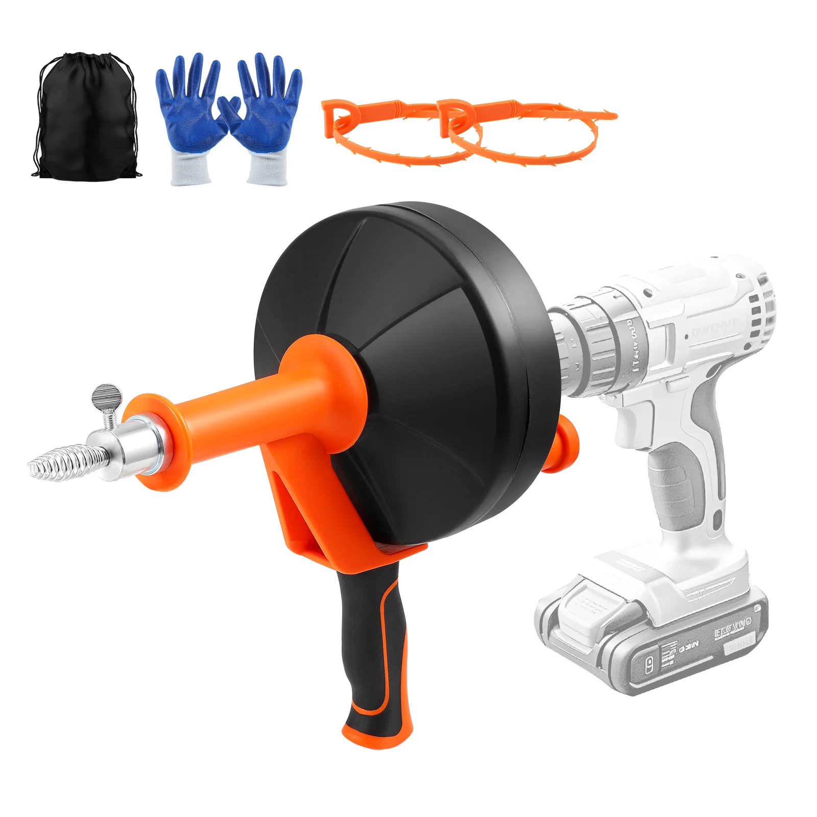 

Drain Snake Unblocker Auger Plumbing Snake Manual Feed Pipe Sewer Plunger Snake Drain Clog Remover For Kitchen Bathroom Shower