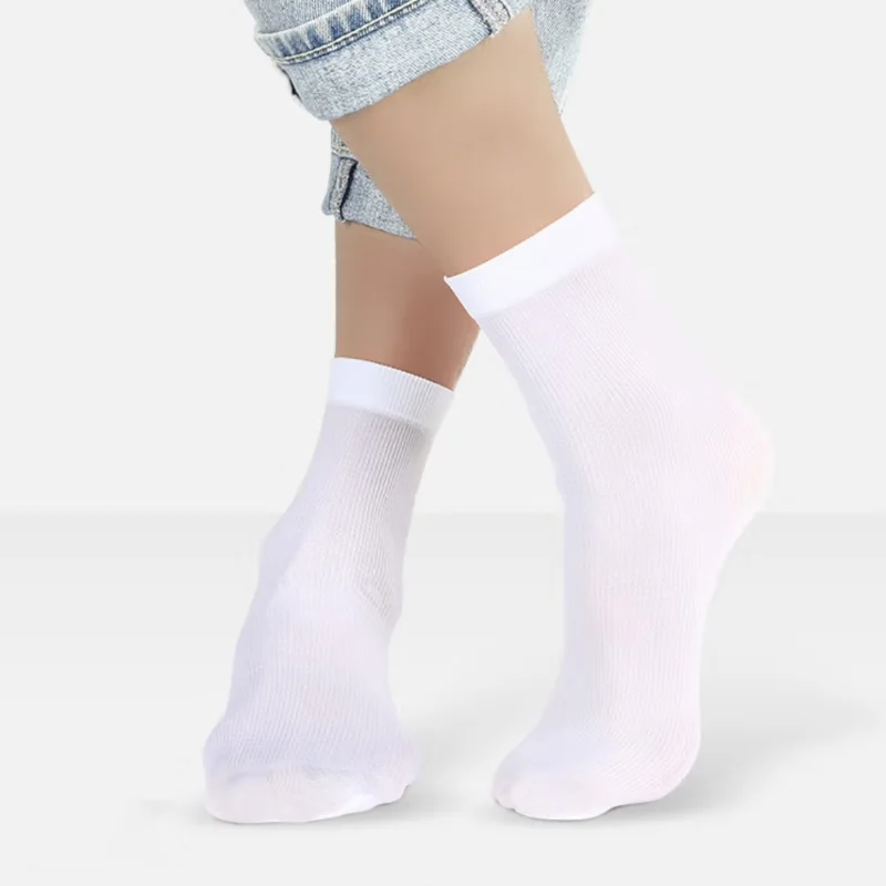 Ice Inj-Chaussettes mi-longues respirantes ultra fines pour hommes, chaussettes d'affaires, chaussettes longues en fibre de bambou souple, noir et blanc, été, 10 paires, 20 paires