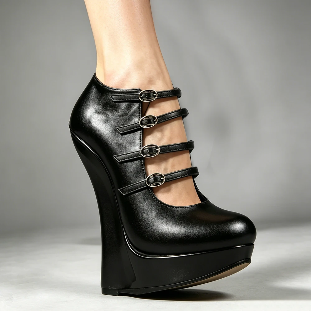 Women Sexy PU leather Stiletto Sandals Female Fashion High Heels Shoes Pumps Spring/Summer/Autumn party Wedges Plus Size 36-46
