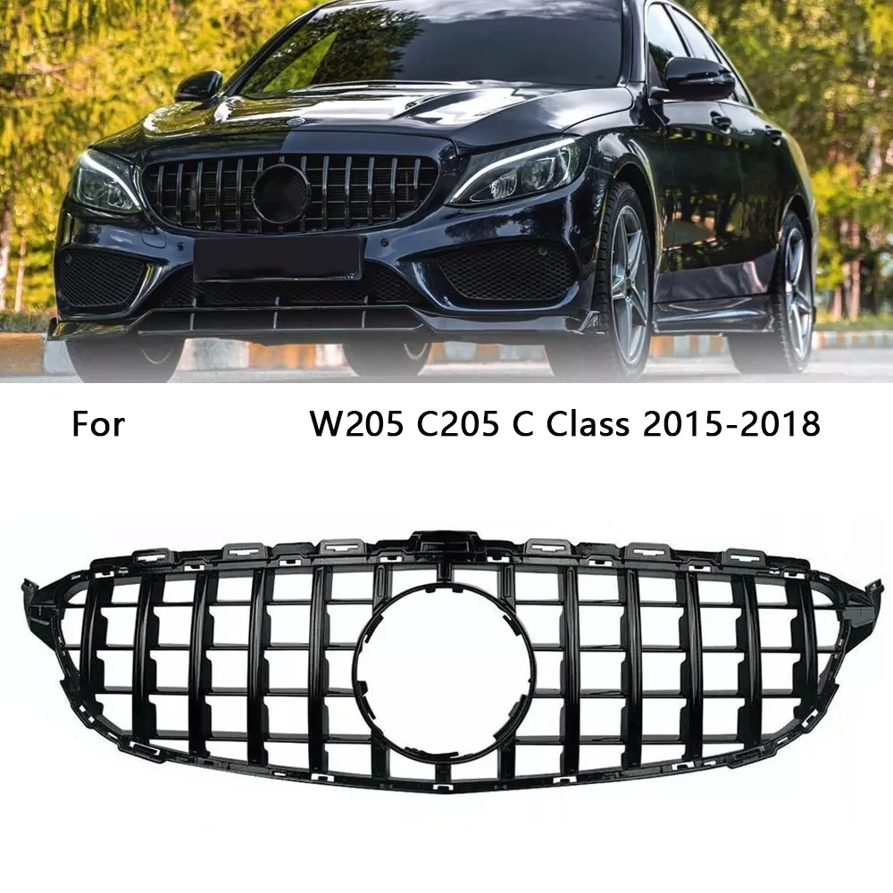 

Front Hood Bumper Grille,Car Front Hood Grill Grille,Front Bumper Center Grill Compatible For W205 C205 C CLASS 2015-2018 GT GTR