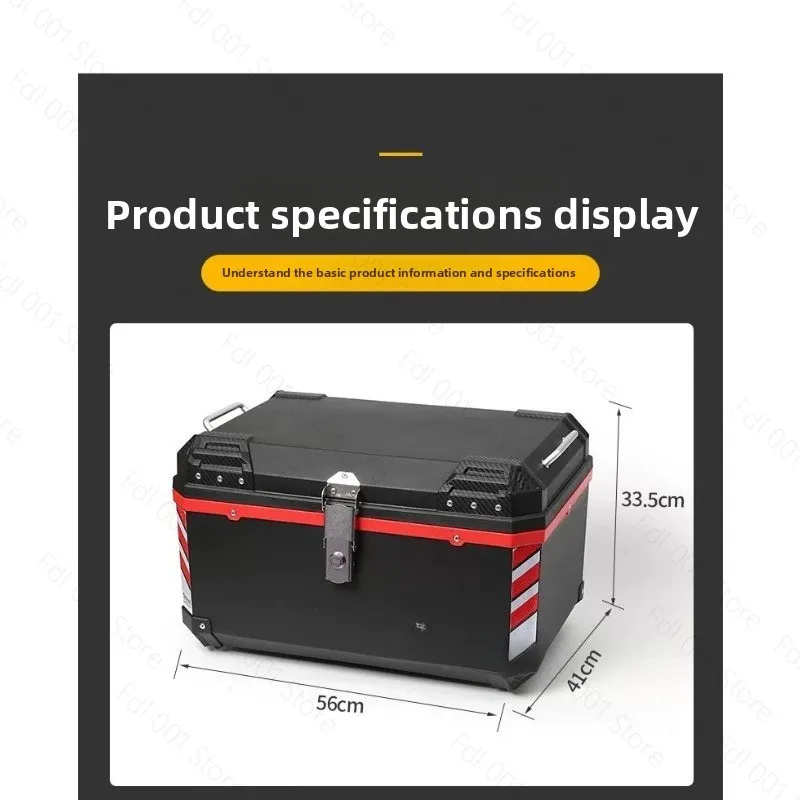 68L Universal Motorcycle Top Case Waterproof Large Capacity Storage Box for Electric