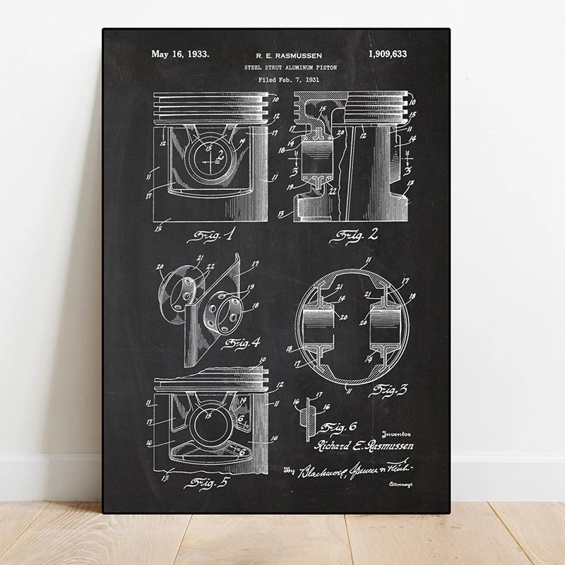 Engine Motor Mechanic Blueprints Posters Picture Vintage Mechanical Enthusiast Wall Art Decor Home Decoration For Living Room